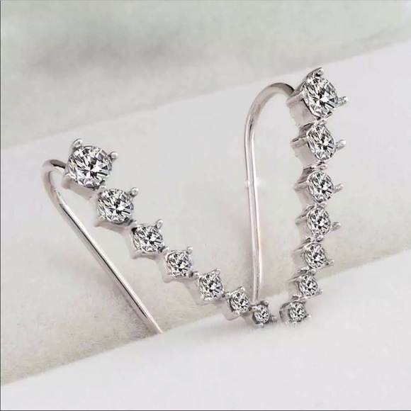Dainty silver and gold Rhinestone Crystal Earrings - Picture 2 of 4